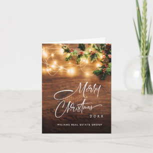 Mistletoe Branch Rustic Christmas Corporate Holiday Card