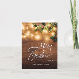 Mistletoe Branch Rustic Christmas Greeting Holiday Card