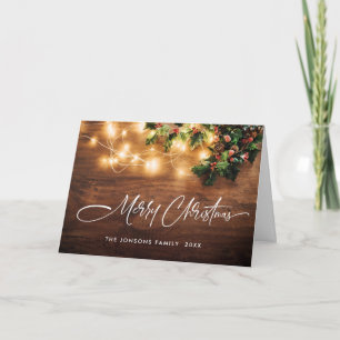 Mistletoe Branch Rustic Christmas Greeting Holiday Card