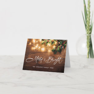 Mistletoe Branch Rustic Christmas Greeting Holiday Card