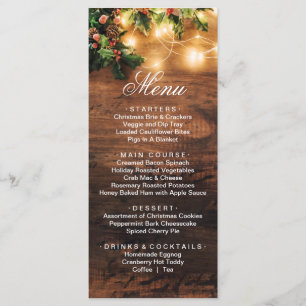 Mistletoe Branch Rustic Christmas Holiday Dinner Menu