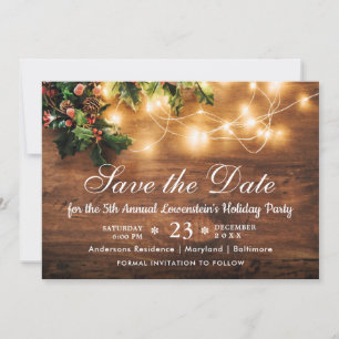 Mistletoe Branch Rustic Holiday Christmas Party Invitation