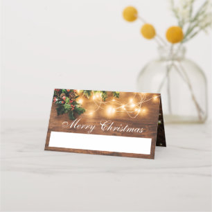 Mistletoe Branch Rustic Holiday Christmas Party Place Card