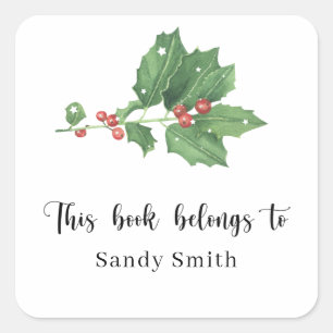 Mistletoe branch - This book belongs to Square Sticker