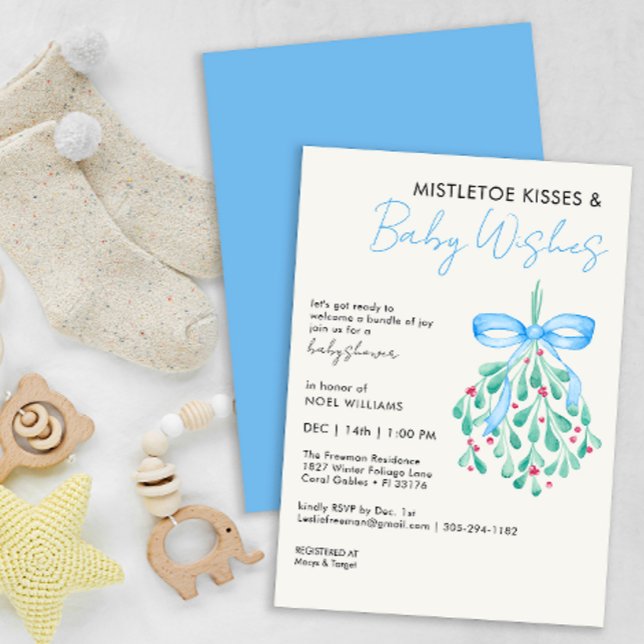 Mistletoe Bundle of Joy Baby Shower Invite (Mistletoe Winter Baby Shower )