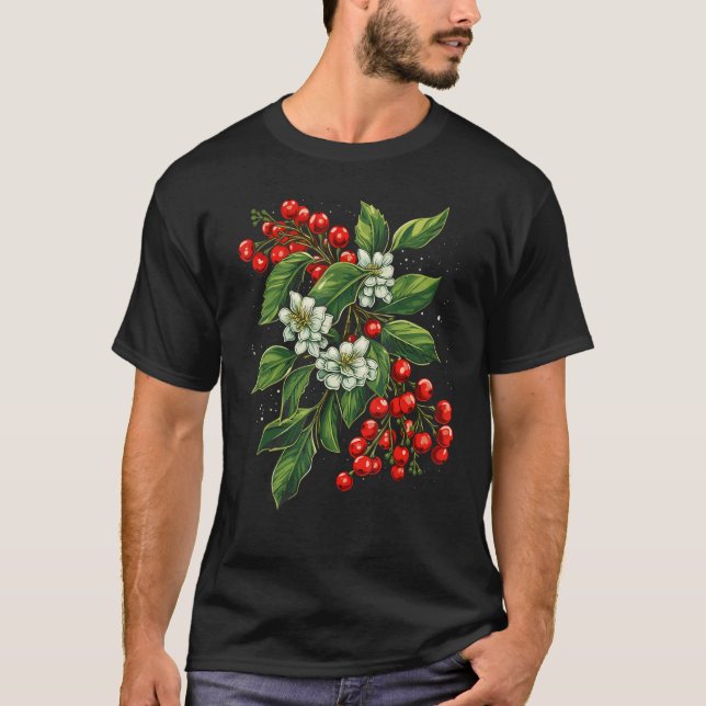Mistletoe Christmas Botanical Design T-Shirt (Front)