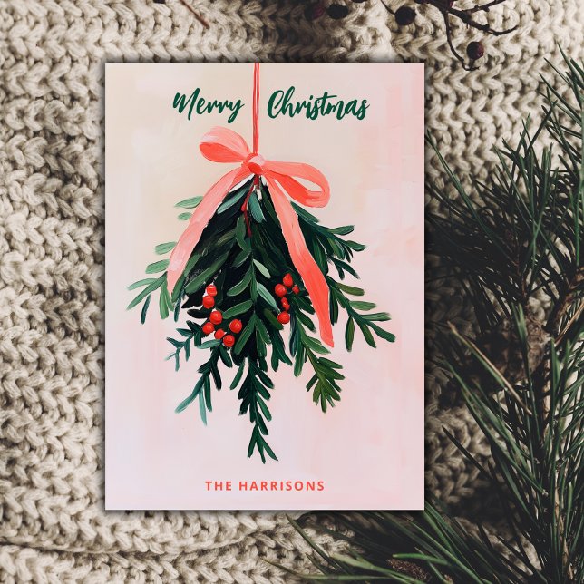 Mistletoe Christmas Card Minimal Modern Painting (Creator Uploaded)