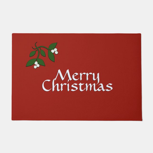 Mistletoe Christmas Design Doormat (Front)