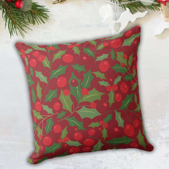Mistletoe Christmas Holiday Burgundy  Cushion (Creator Uploaded)