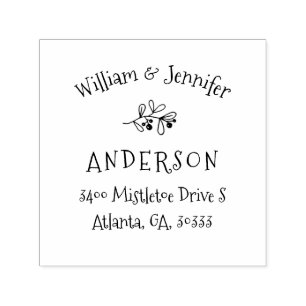 Mistletoe Christmas Return Address Self-inking Stamp