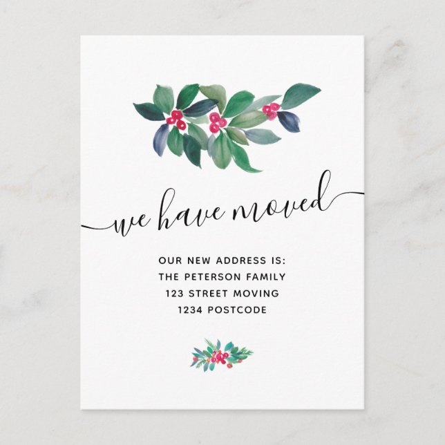 Mistletoe Christmas winter moving announcement (Front)