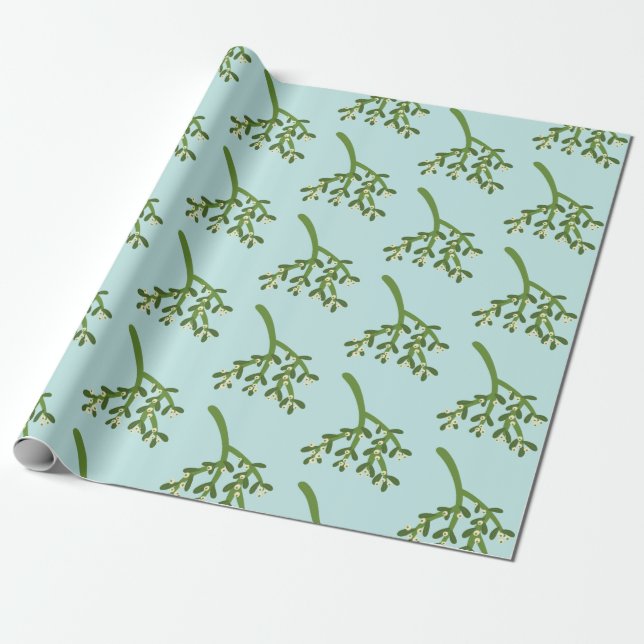 Mistletoe Christmas Wrapping Paper (Unrolled)