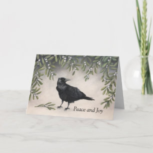 Mistletoe Crow Holiday Card