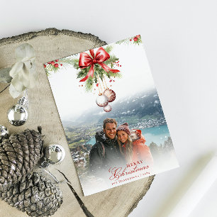 Mistletoe Custom Photo & Name Christmas Card
