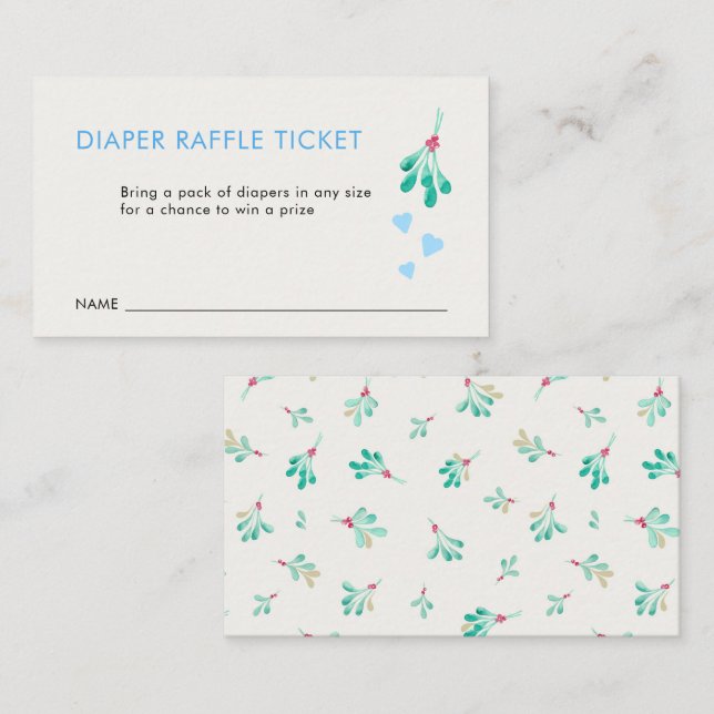 Mistletoe Diaper Raffle Ticket Card (Front/Back)