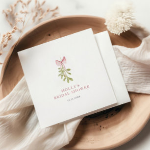 Mistletoe Dusty Rose Bow Bridal Shower Napkin