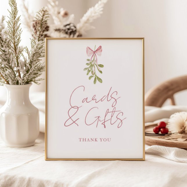 Mistletoe Dusty Rose Bow Cards Gifts Poster (Creator Uploaded)