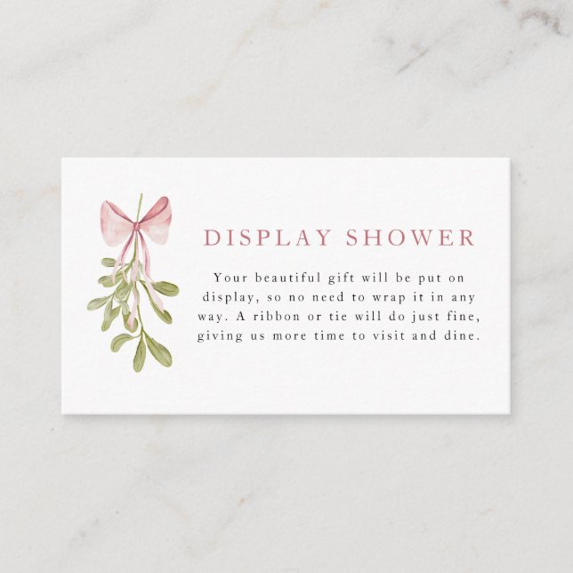 Mistletoe Dusty Rose Bow Display Shower Enclosure Card (Front)