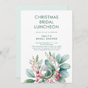 Mistletoe Engagement Ring Bridal Shower Lunch Invitation