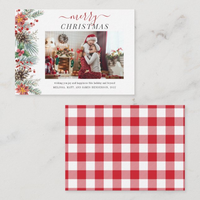 Mistletoe Family Photo Merry Christmas Holiday Card (Front/Back)