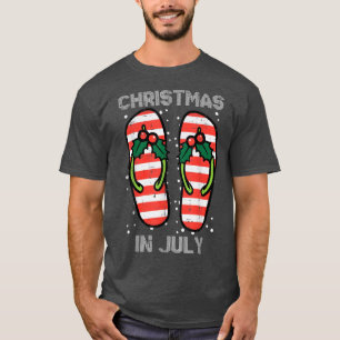 Mistletoe Flip Flops Christmas In Jully Summer Xma T-Shirt