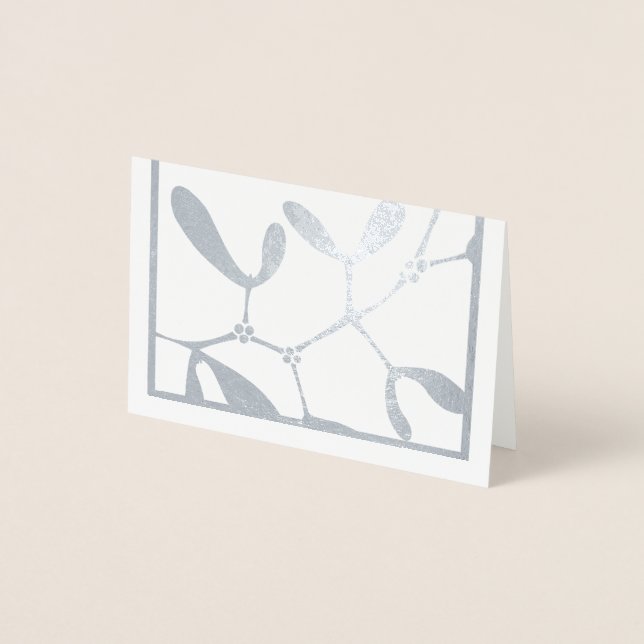 Mistletoe foil Christmas card - season's greetings (Front)