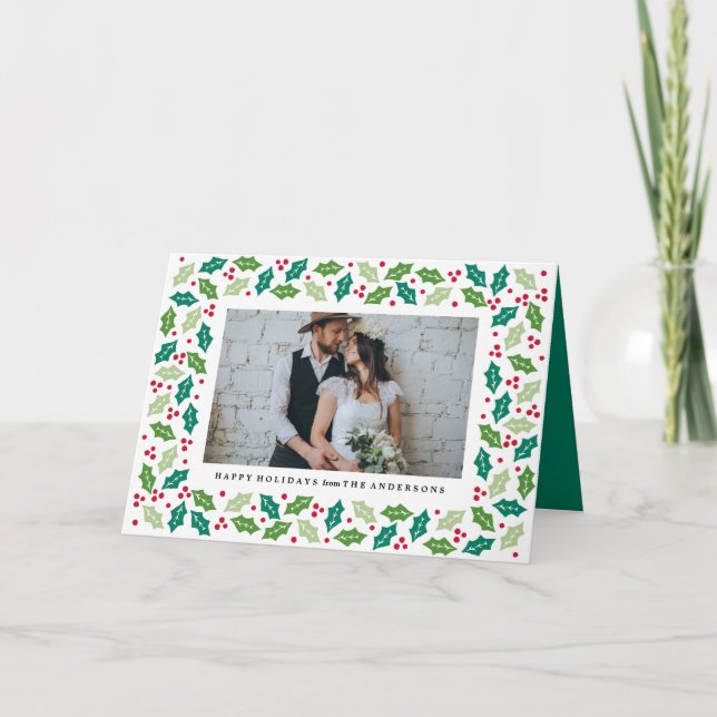 Mistletoe Folded Holiday Photo Greeting Card (Front)