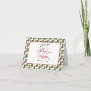 Mistletoe Garland Red Script Bow Business Logo Holiday Card