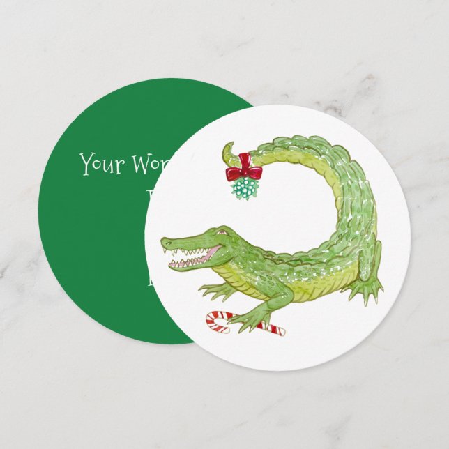 Mistletoe Gator Christmas Invitation (Front/Back)