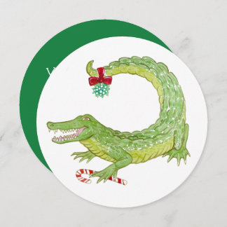Mistletoe Gator Christmas Invitation