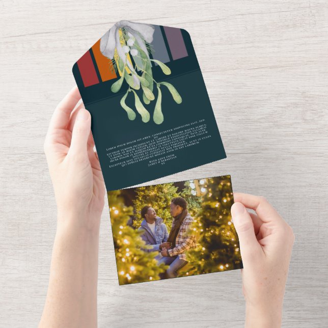 Mistletoe Gay Rainbow Elegant Christmas Card (Tearaway)