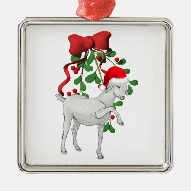 Mistletoe Goat Ornament (Front)