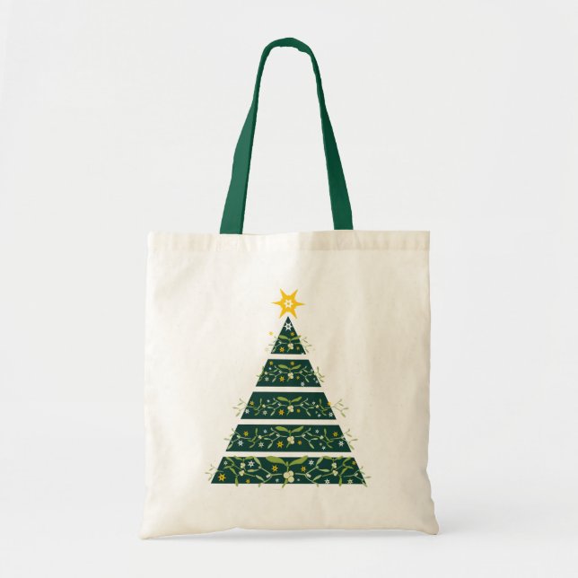 Mistletoe green christmas tree seasonal bag (Front)