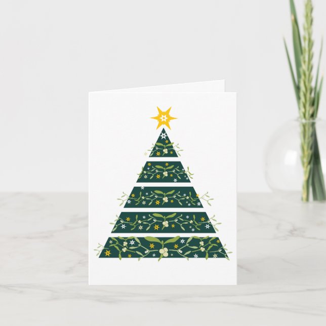 Mistletoe green christmas tree seasonal card (Front)