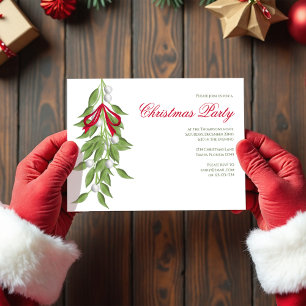 Mistletoe Greenery Christmas Party Custom  Invitation