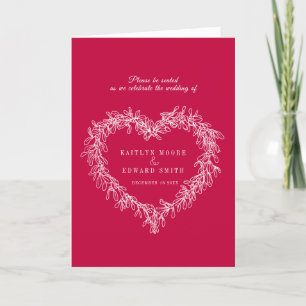 Mistletoe heart wreath red white wedding programme