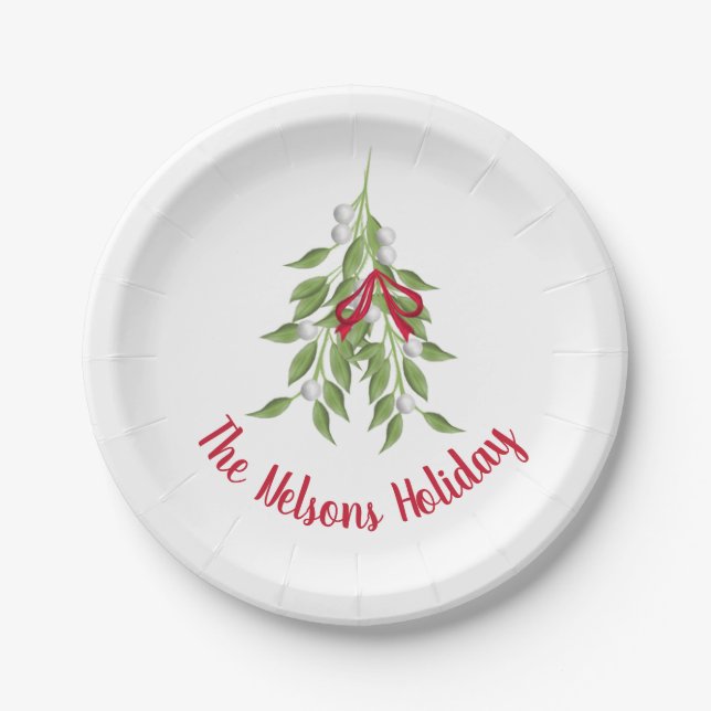 Mistletoe Holiday Paper plates 7" (Front)