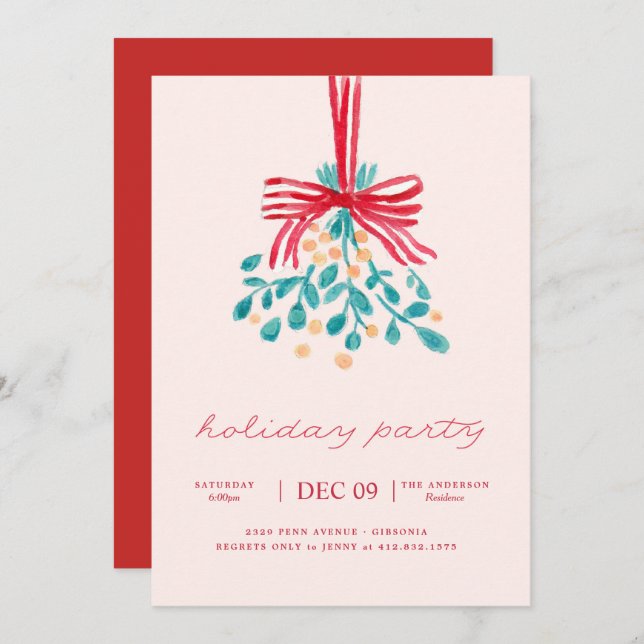 Mistletoe Holiday Party Invitation (Front/Back)