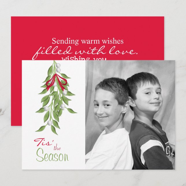 Mistletoe Holiday Photo Card (Front/Back)