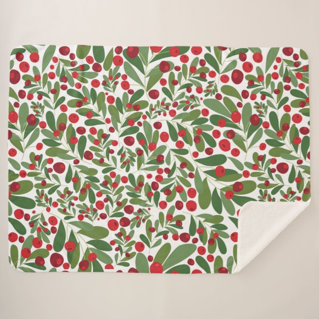 Mistletoe Holiday Sherpa Blanket (Front (Horizontal))