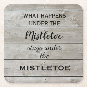 Mistletoe Holiday Square Paper Coaster