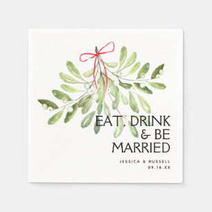 Mistletoe Holiday Wedding Paper Napkin