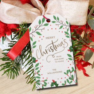 Mistletoe Holly Berries Merry Christmas Gift Tags