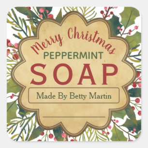 Mistletoe Holly Christmas Foliage Soap Labels