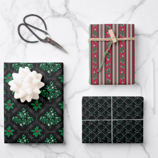 Mistletoe & Holly – Coordinated Holiday Trio No. 1 Wrapping Paper Sheet