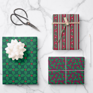 Mistletoe & Holly – Coordinated Holiday Trio No:2 Wrapping Paper Sheet