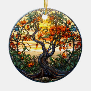 Mistletoe in a Victorian Garden Ceramic Tree Decoration