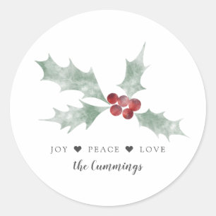 Mistletoe Joy Peace Love Christmas Classic Round Sticker