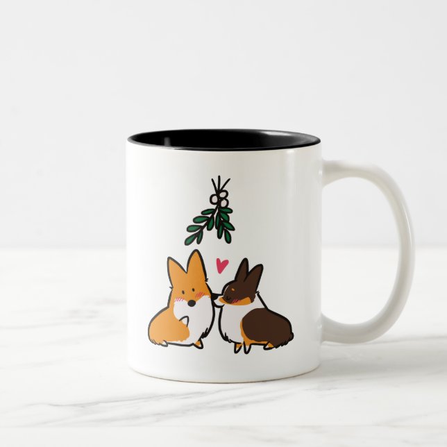 Mistletoe Kiss Corgi Mug (Right)