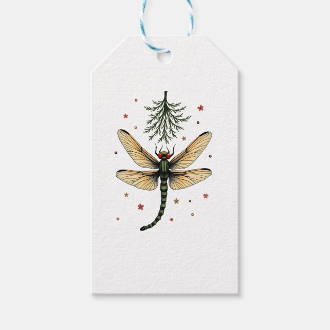Mistletoe Kiss Dragonfly Gift Tags (Front)